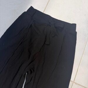 Kona Sol Black Flowy Wide Leg Pants | Elastic Waist Resort Pants Medium